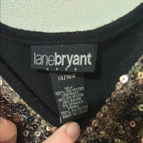 Lane Bryant Black Gold and Green Camo Print Sequin Tank Top - Picture 2 of 4